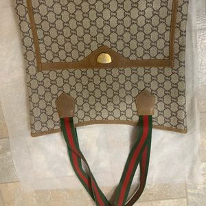 Gucci plus leather pvc sherry line tote bag